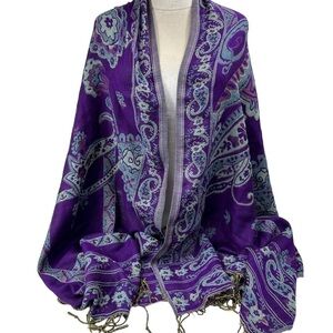 Huge Purple and Light Blue Paisley Scarf Wrap